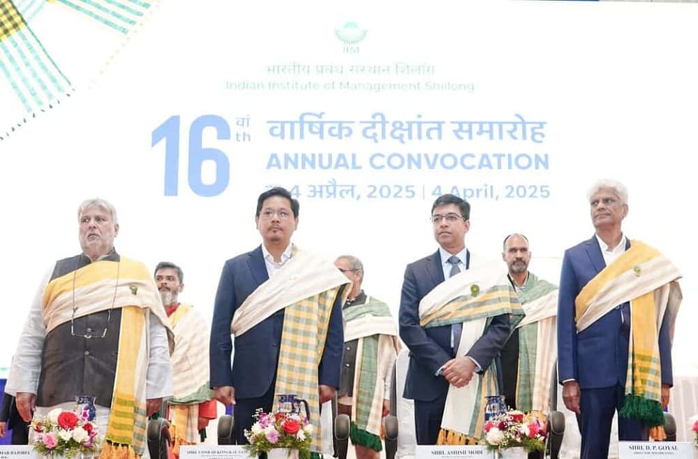 IIM Shillong celebrates its 16th convocation, with graduates adorned in traditional Ryndia Silk. IIM Shillong's 16th convocation