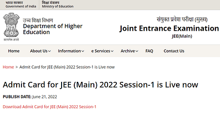 Admit Card for JEE Main 2022 Session-1 is Live now Admit card 2022