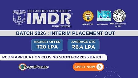 IMDR Pune PGDM Placement 2026: Average Package ₹6.4 LPA IMDR Placement 2026