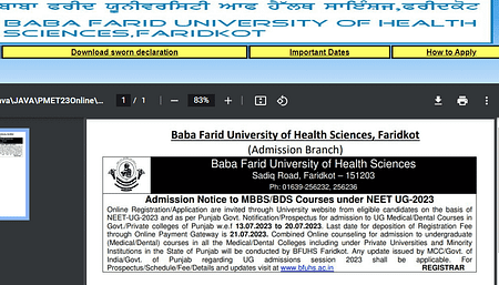 Punjab NEET UG 2023 Counselling Registration begins Punjab NEET UG 2023 Counselling