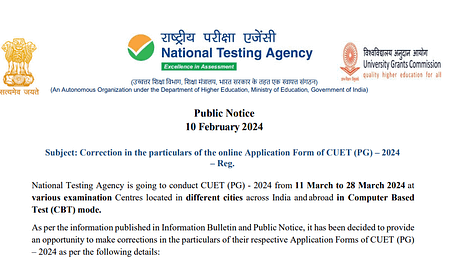 CUET PG 2024 application correction facility available till Feb 13 CUET PG