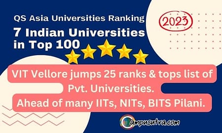 7 Indian Universities in Top 100 in QS Asia Universities Ranking 2023 QS Ranking 2023