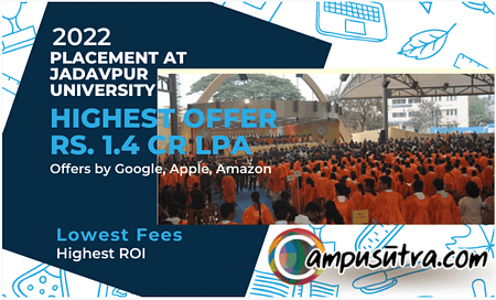 Jadavpur University Placement. Highest Offer Rs. 1.4 Cr JU Placement 2022