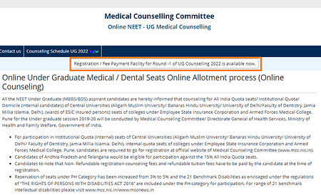 NEET UG Counselling 2022: MCC begins registration process NEET UG 2022 Counselling