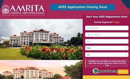 AEEE Registration & Amrita B Tech Admission 2026 AEEE Registraton