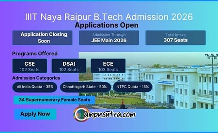 IIIT Naya Raipur B.Tech Admission 2026: Application Open IIIT Naya Raipur Admissions