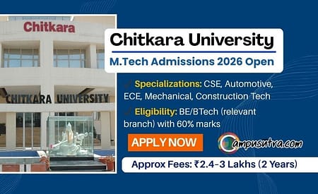 Chitkara University M Tech Admission 2026 Chitkara University