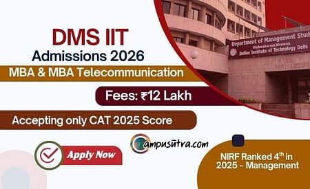 DMS IIT Delhi Admission 2026. Fees, Seat and CAT Cutoffs DMS IIT Delhi