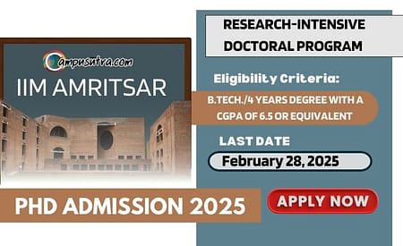 IIM Amritsar PhD Admission 2025. Application Open IIM Amritsar PhD Admission 2025