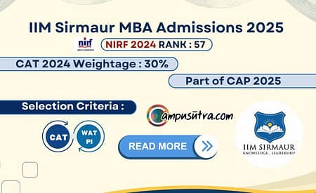 IIM Sirmaur Admission 2025. CAT Score Weight age 30% IIM Sirmaur Admission