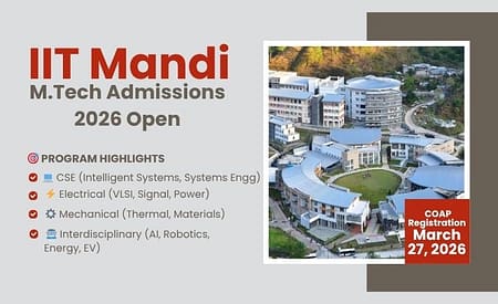 IIT Mandi M Tech admission 2026. Apply Online M Tech application 2026