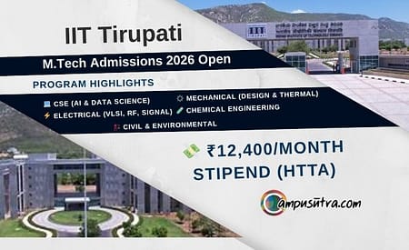 IIT Tirupati M Tech admission 2026. Application Open IIT Tirupati M. tech Admission