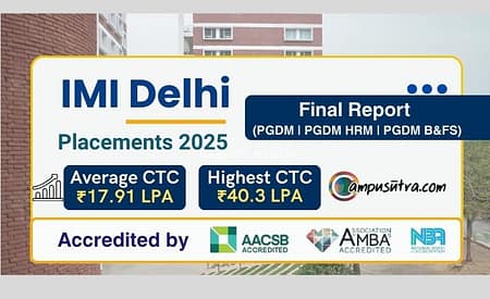 IMI Delhi Placements 2025. PGDM, PGDM HRM & BFSI Batch IMI Placements Trends