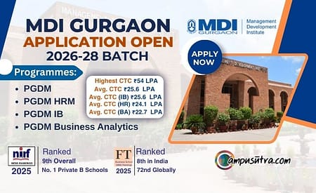 MDI Gurgaon Open Applications for PGDM Admissions 2026 MDI GURGAON Application