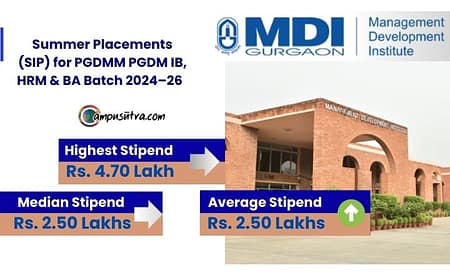 MDI Gurgaon Summer Placement for PGDM 2024-26 Batch MDI Gurgaon