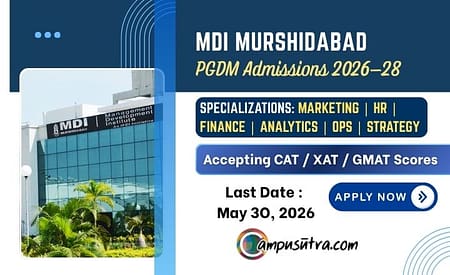 MDI M PGDM Admisison 2026. Application Closing Soon MDI Murshidabad Admission 2026