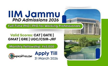 IIM Jammu PhD Admission 2026. Application Open Till March 31st PhD Admissions