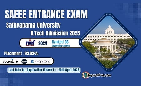 SAEEE 2025 : Sathyabama B Tech Admission 2025 SAEEE 2025