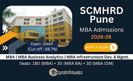 SCMHRD MBA Admission 2026. Application & Average Package SCMHRD Pune
