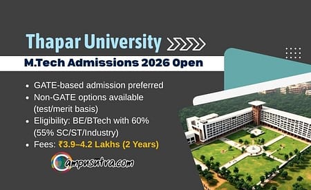 Thapar University M Tech Admission 2026. Applications Open