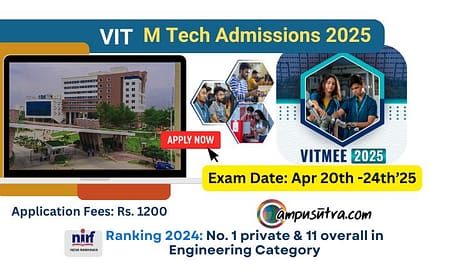 VIT M Tech Admission 2025. VITMEE Apply Now VIT M Tech Admissions 2025