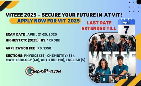 VITEEE Exam 2025 : B Tech Admission at VIT VITEEE 2025 Application
