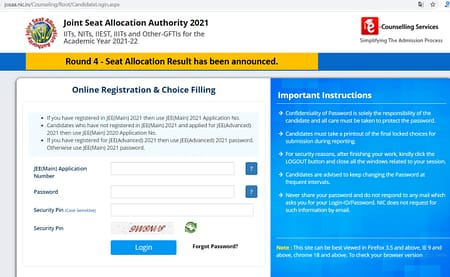 JoSAA Counselling 2021 Round 5 Seat Allotment Result Declared josaa 4th round