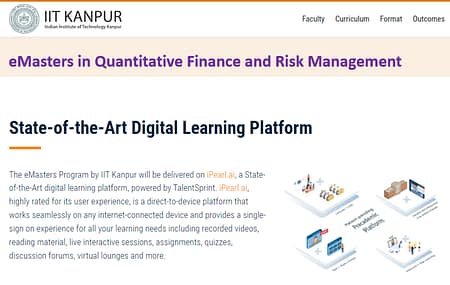 IIT Kanpur Opens Application for eMasters in Quantitative Finance & Risk Management Quantitative