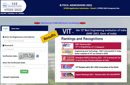 VITEEE 2022 Results declared by VIT VITEEE Results