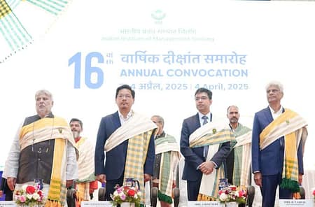 IIM Shillong celebrates its 16th convocation, with graduates adorned in traditional Ryndia Silk. IIM Shillong's 16th convocation