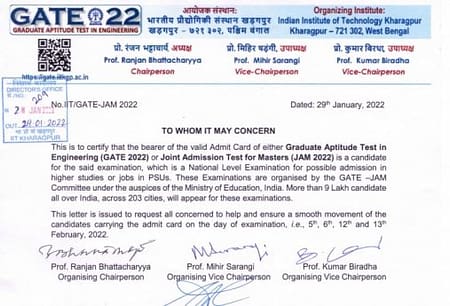 GATE 2022: IIT KGP Releases Travel Pass to Allow Smooth Travel GATE Exam Pass