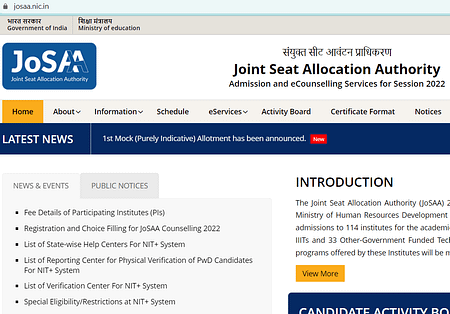 JOSAA 2022 Online Registration & Choice Filling