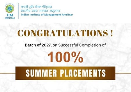 IIM Amritsar Summer Placement