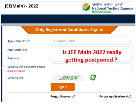 Admit Card not released yet. Is JEE Main 2022 Exam really getting postponed ? jee main 2022