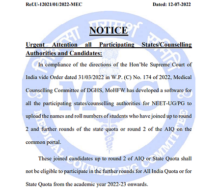 NEET PG 2022 counselling to begin on Sep 1 NEET PG 2022