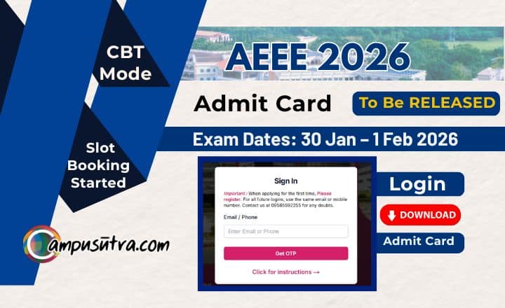 AEEE 2026 Admit Card for B Tech Admission & Exam Pattern AEEE Admit Card