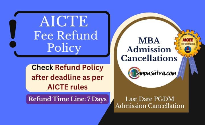 AICTE Refund policy & MBA Admission Cancellation AICTE Fee Refund Policy