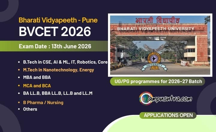 Bharati Vidyapeeth Announces BVCET for Admissions 2026–27 Across UG, PG and PhD Programmes BVCET 2026
