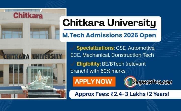 Chitkara University M Tech Admission 2026 Chitkara University