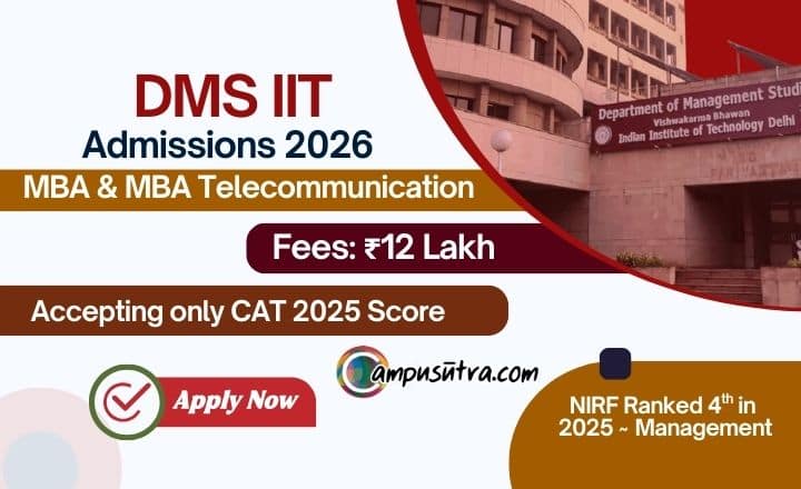 DMS IIT Delhi Admission 2026. Fees, Seat and CAT Cutoffs DMS IIT Delhi