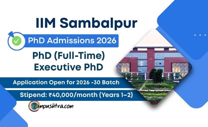 IIM Sambalpur PhD Admissions 2026. Application Date Extended IIM Sambalpur PhD Admissions