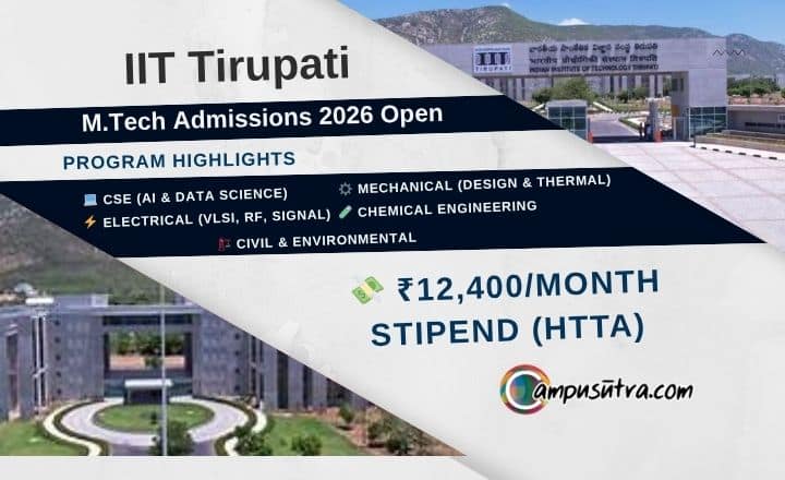 IIT Tirupati M Tech admission 2026. Application Open IIT Tirupati M. tech Admission