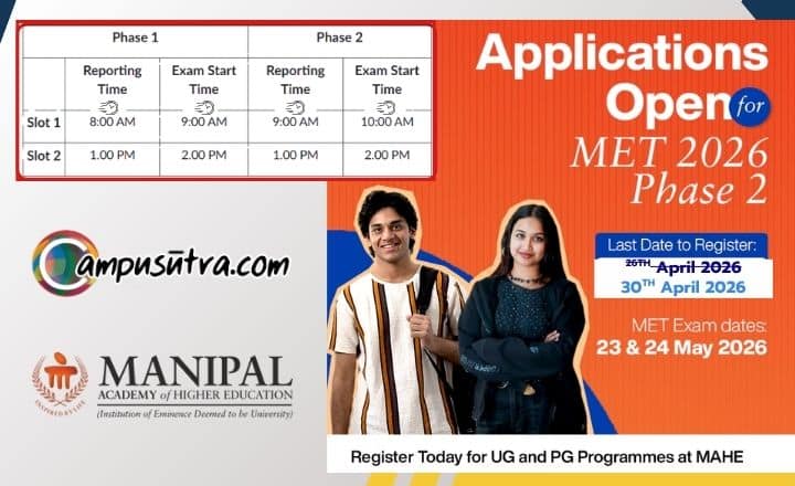 MAHE Extends MET Registration Phase 2 Window MET Exam 2026