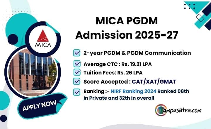 MICA PGDM Admission 2025. Application open