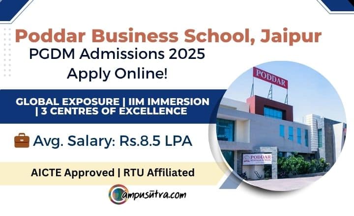 Poddar Business School Jaipur PGDM Admission 2025, Apply Online Poddar Business School