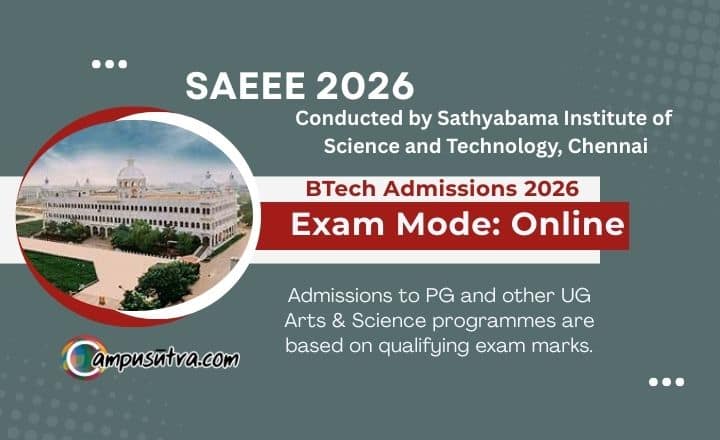 Sathyabama SAEEE Registration Begins. B Tech Admission 2026 SAEEE