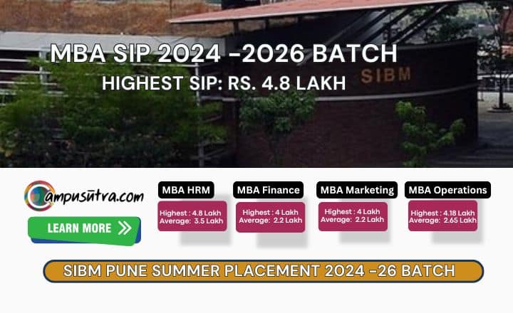 SIP 2026 MBA Batch : SIBM Pune Release Summer Placements SIP 2026 Batch