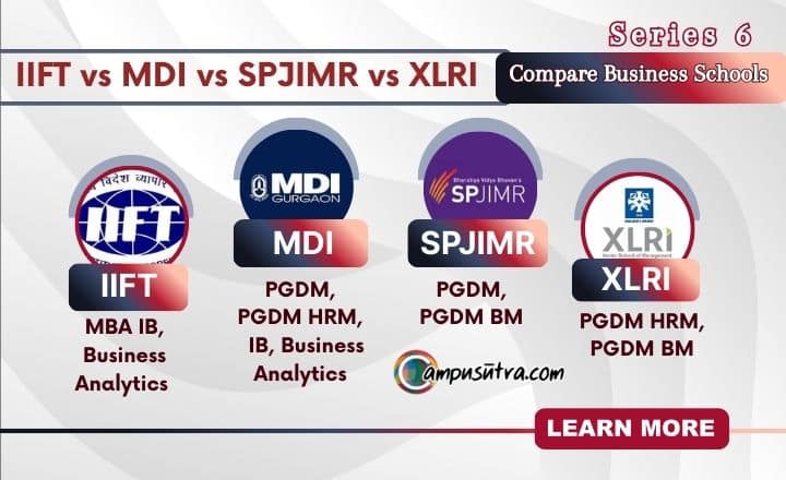 Compare Business Schools : IIFT vs MDI vs SPJIMR vs XLRI MDI vs SPJIMR