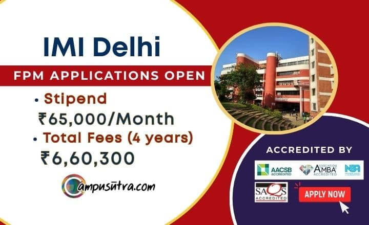 IMI Delhi FPM Admission 2026. Application Date Extended IMI FPM