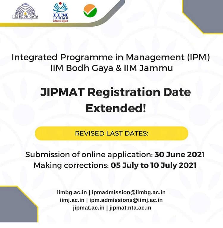 JIPMAT 2021: The registration date has now been extended